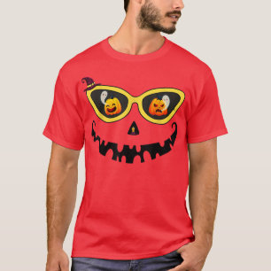 Camiseta Jack O Lantern Face Leopard Glasses Halloween Pump