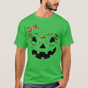 Camiseta Jack O Lantern Face Leopard Glasses Halloween Pump