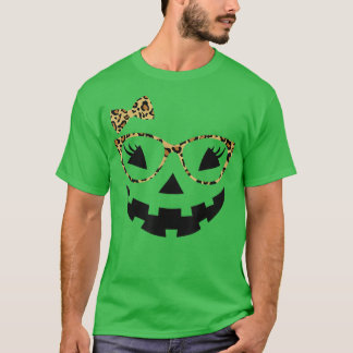 Camiseta Jack O Lantern Face Leopard Glasses Halloween Pump