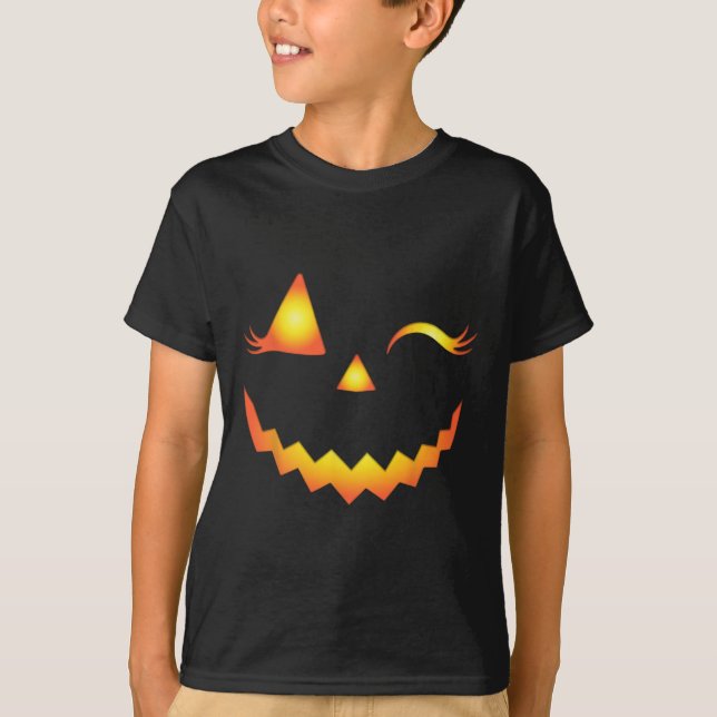 Camiseta Jack O Lantern Face Pumpkin Eyelashes Halloween Co (Anverso)
