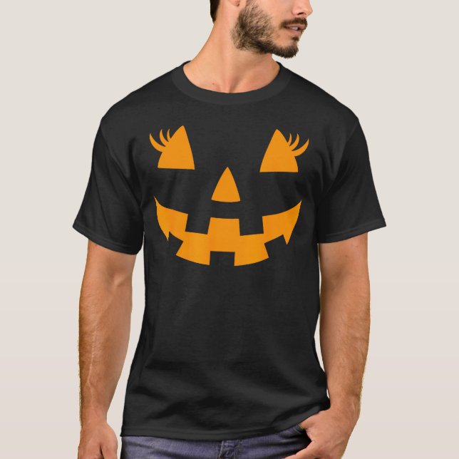 Camiseta Jack O Lantern Face Pumpkin Eyelashes Halloween Co (Anverso)