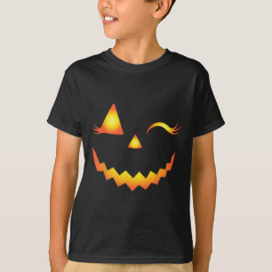 Camiseta Jack O Lantern Face Pumpkin Eyelashes Halloween Co