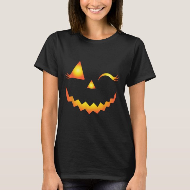 Camiseta Jack O Lantern Face Pumpkin Eyelashes Halloween Co (Anverso)