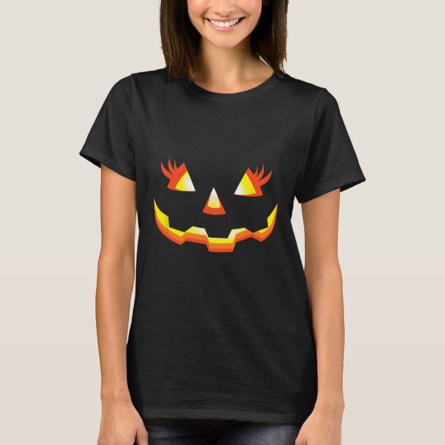 Camiseta Jack O Lantern Face Pumpkin Eyelashes Halloween Co (Anverso)