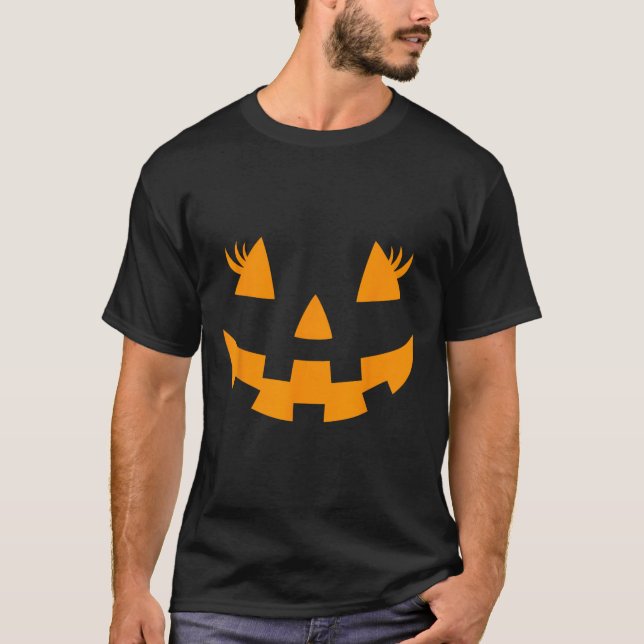 Camiseta Jack O Lantern Face Pumpkin Eyelashes Halloween Co (Anverso)