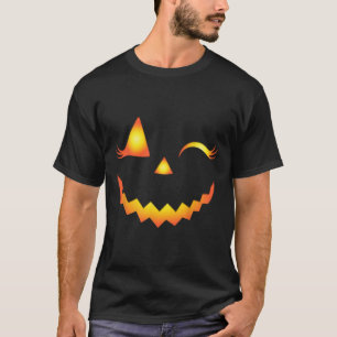 Camiseta Jack O Lantern Face Pumpkin Eyelashes Halloween Co