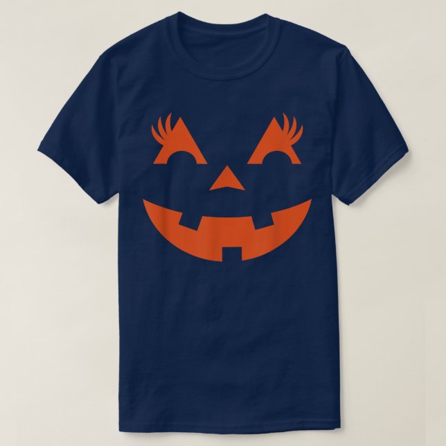 Camiseta Jack O Lantern Face Pumpkin Eyelashes Halloween Cu (Diseño del anverso)