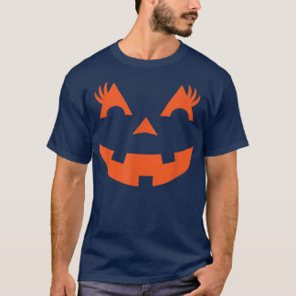 Camiseta Jack O Lantern Face Pumpkin Eyelashes Halloween Cu