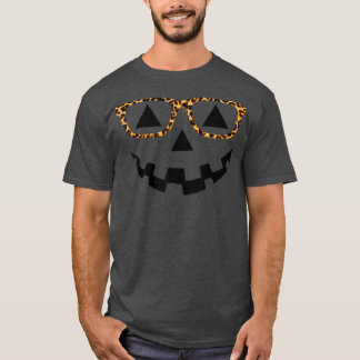 Camiseta Jack O Lantern Face Pumpkin Halloween Leopard Prin