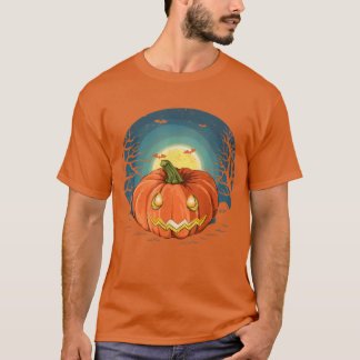 Camiseta Jack O Lantern Flying Bat Full Moon Spooky Hallowe
