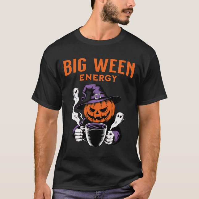 Camiseta Jack-o-lantern Halloween Big Ween Energy For Coffe (Anverso)