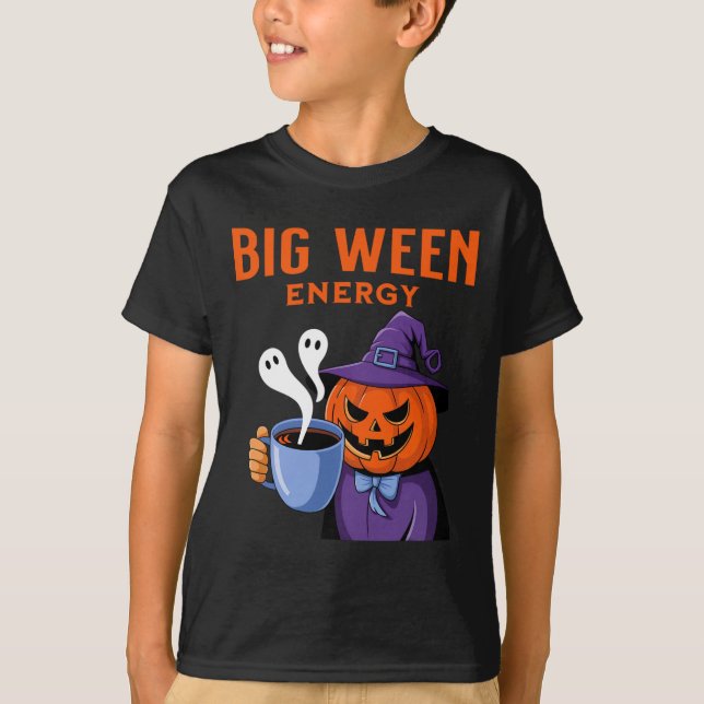 Camiseta Jack-o-lantern Halloween Big Ween Energy For Coffe (Anverso)