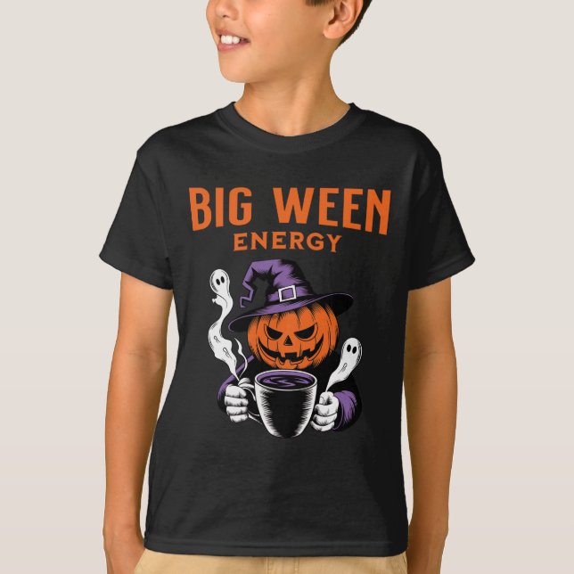 Camiseta Jack-o-lantern Halloween Big Ween Energy For Coffe (Anverso)