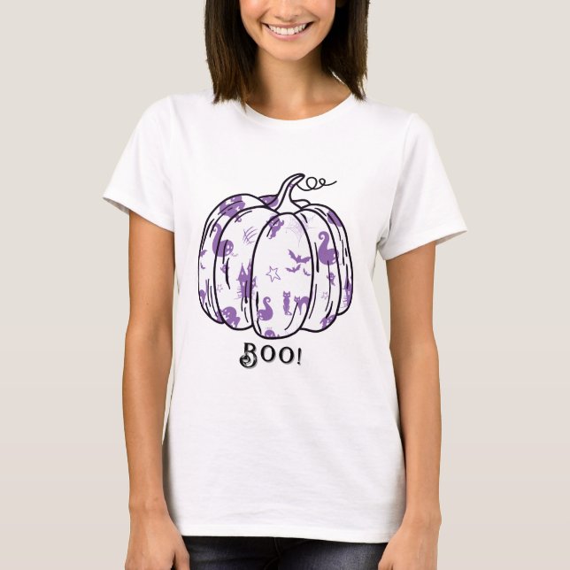 Camiseta Jack-O’-Lantern malva y espeluznante (Anverso)