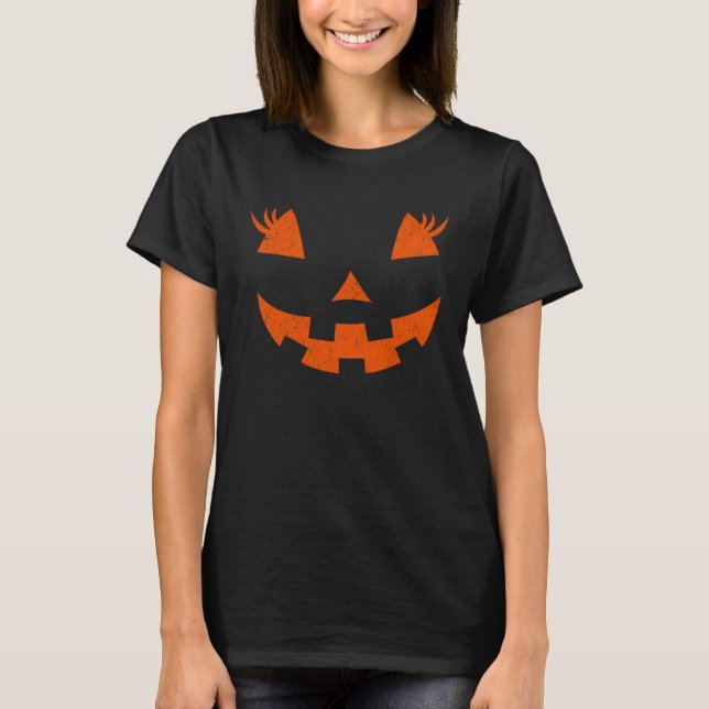 Camiseta Jack O Lantern Pumpkin Eyelash Face Halloween Co (Anverso)