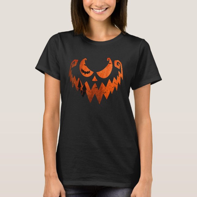 Camiseta Jack O Lantern Pumpkin Face And Evil Face Monster  (Anverso)