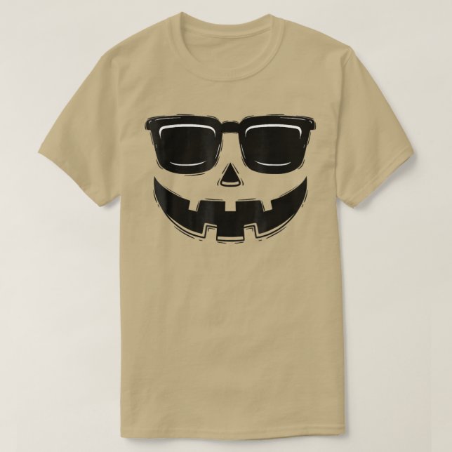 Camiseta Jack O Lantern Pumpkin Face Gafas de sol Funny Hal (Diseño del anverso)