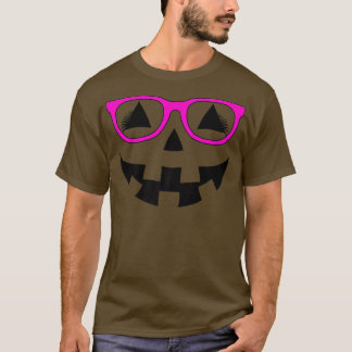Camiseta Jack O Lantern Pumpkin Face Glass Pink Glasses Las