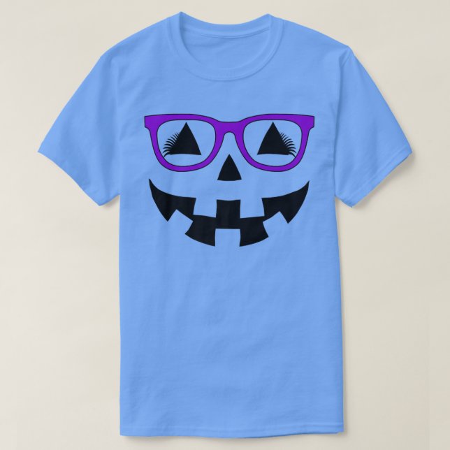 Camiseta Jack O Lantern Pumpkin Face Purple Glasses Lash (Diseño del anverso)