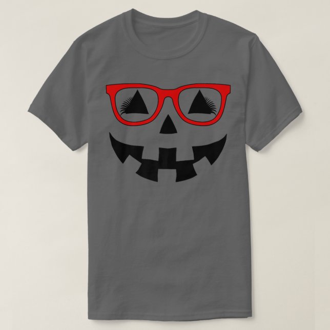 Camiseta Jack O Lantern Pumpkin Face Red Glasses Lash Hal (Diseño del anverso)