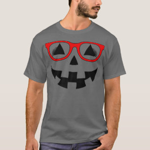 Camiseta Jack O Lantern Pumpkin Face Red Glasses Lash Hal