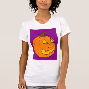 Camiseta Jack o' Lantern Purple Womens Casual Scoop T-Shirt