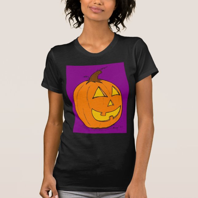 Camiseta Jack o' Lantern Purple Womens Petite T-Shirt (Anverso)