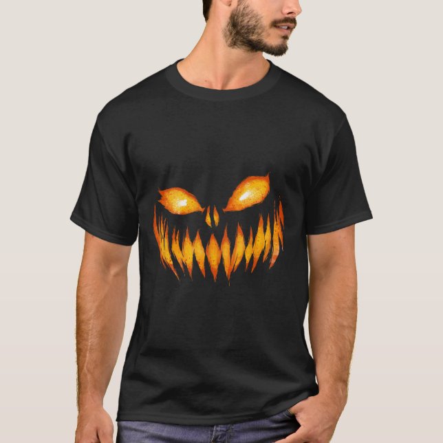 Camiseta Jack O Lantern Scary Cared de calabaza tallada Hal (Anverso)