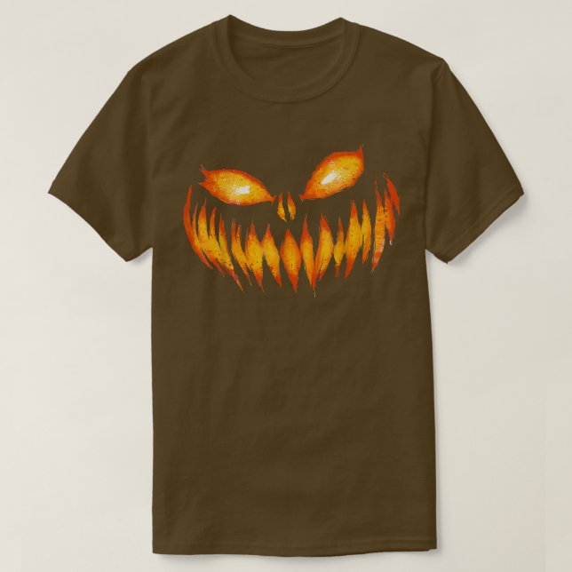Camiseta Jack O Lantern Scary Cared de calabaza tallada Hal (Diseño del anverso)