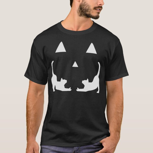 Camiseta Jack O Lantern Scary Carved Cat Lover Face Hallowe (Anverso)