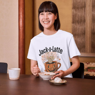 Camiseta Jack-o-Latte Funny Halloween Café Pun