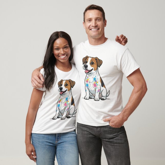 Camiseta Jack Russell Alegre Diversión con Salpicaduras (Unisexo)