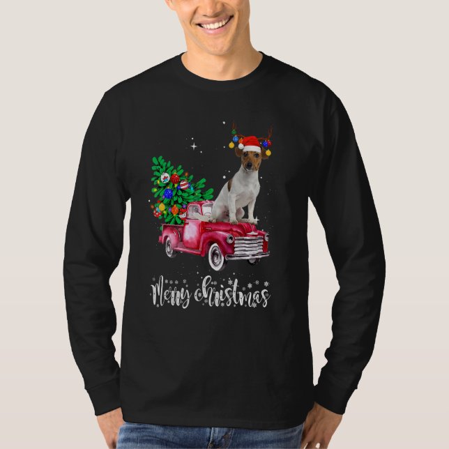 Camiseta Jack Russell Christmas Ride Red Truck (Anverso)