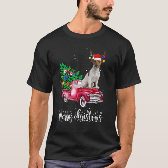 Camiseta Jack Russell Christmas Ride Red Truck (Anverso)