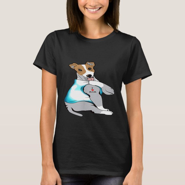 Camiseta Jack Russell Dog Tattoo Amo a Mamá Día de la Madre (Anverso)