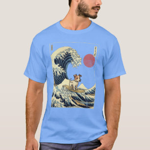 Camiseta Jack Russell Kanagawa Ola de surf japonés amigo