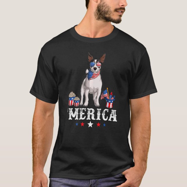 Camiseta Jack Russell Merica 4 de Julio Perro Bandera Ameri (Anverso)