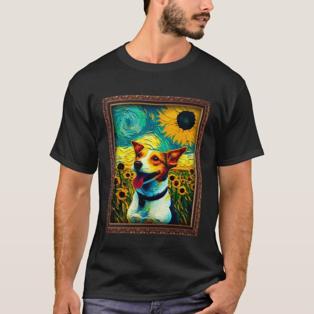 Camiseta Jack Russell Painting Sunflower Flower Mom Women F (Anverso)