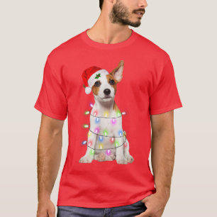 Camiseta Jack Russell perro Santa Christmas Tree Lights Xma