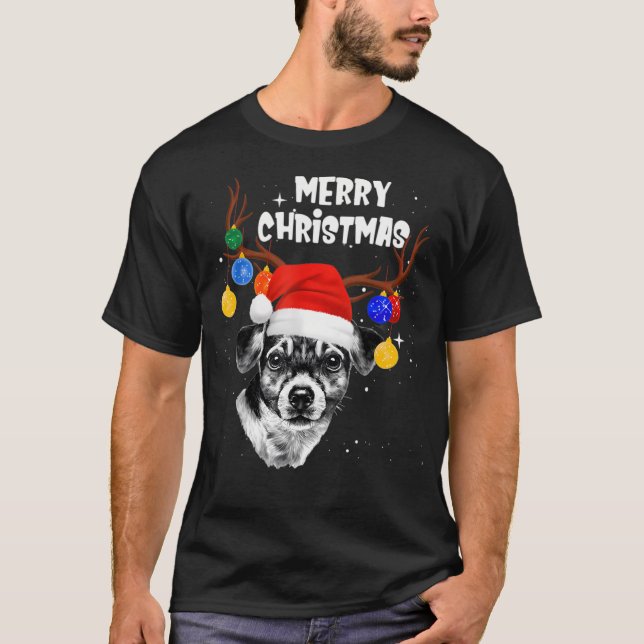 Camiseta Jack Russell Reindeer Feliz Navidad (Anverso)