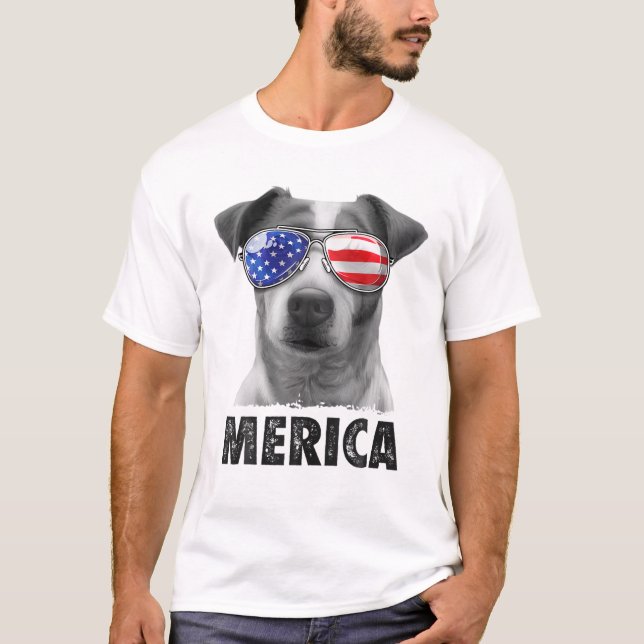 Camiseta Jack Russell Terrier 4 De Julio Hombres Americanos (Anverso)