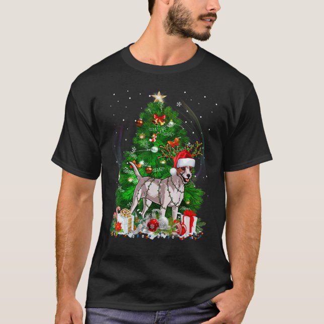 Camiseta Jack Russell Terrier Christmas Tree Light Pajama D (Anverso)