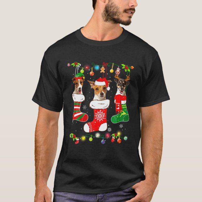 Camiseta Jack Russell Terrier Dog Christmas Light Puppy Dog (Anverso)