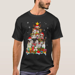 Camiseta Jack Russell Terrier Dog Christmas Tree Light Xmas