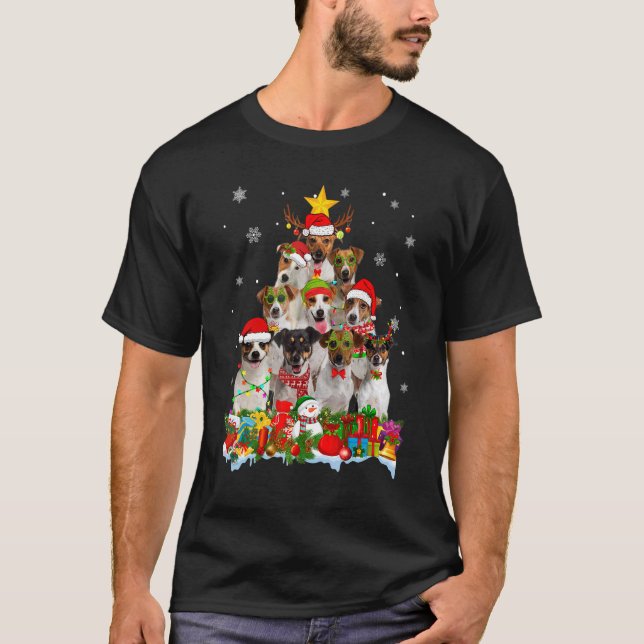 Camiseta Jack Russell Terrier Dog Christmas Tree Light Xmas (Anverso)