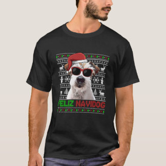 Camiseta Jack Russell Terrier Dog Feliz Navidog Funny Chris