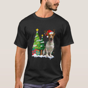 Camiseta Jack Russell Terrier Dog Santa Hat Reindeer Christ