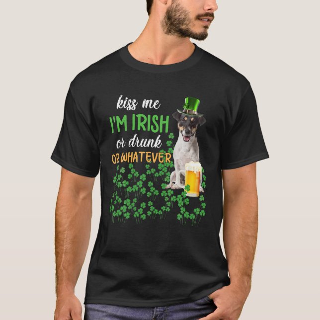 Camiseta Jack Russell Terrier Me Besa Soy Irlandés O Borrac (Anverso)