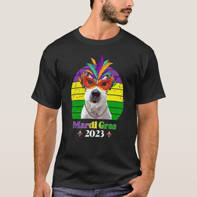 Camiseta Jack Russell Terrier Party Dog Mardi Gras 2023 (Anverso)