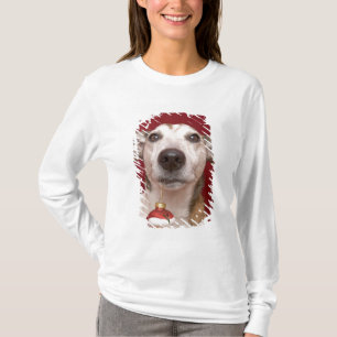 Camiseta Jack Russell Terrier que sostiene el ornamento del